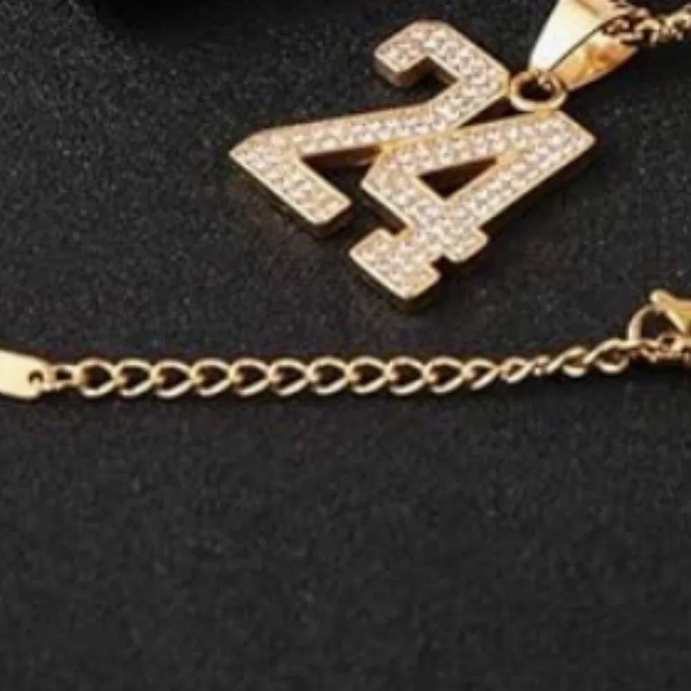 18K Gold Plated Cubic Zirconia Number 24 Basketball Pendant Necklace